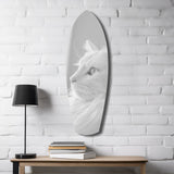 White Cat Profile Minimal Glass Wall Art.