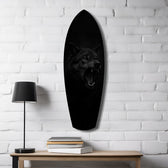 Snarling Black Wolf Dark Glass Wall Art.