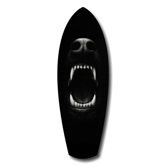 Beast Fangs Close-Up Dark Glass Wall Art.