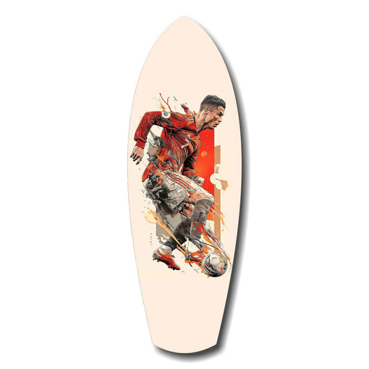 Soccer Striker Dynamic Splash Glass Wall Art.