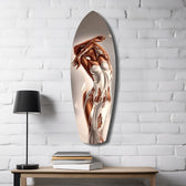 Bronze Female Figure White Paint Glass Wall Art.