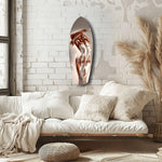 Bronze Female Figure White Paint Glass Wall Art.