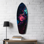 Neon Smoke Woman Portrait Surreal Glass Wall Art.