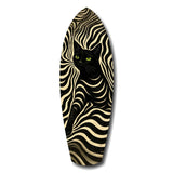 Black Cat Wavy Optical Pattern Glass Wall Art.