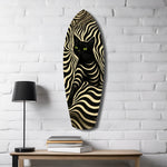 Black Cat Wavy Optical Pattern Glass Wall Art.