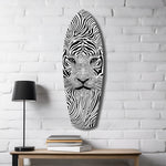 Optical Lion Black White Lines Glass Wall Art.