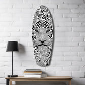 Optical Lion Black White Lines Glass Wall Art.