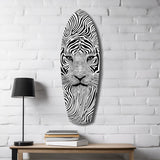 Optical Lion Black White Lines Glass Wall Art.