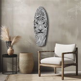 Optical Lion Black White Lines Glass Wall Art.