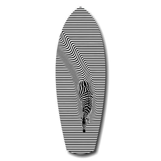 Optical Zebra Wave Lines Glass Wall Art.