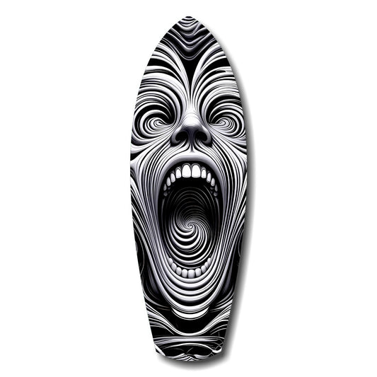 Screaming Face Op Art Swirl Surreal Glass Wall Art.