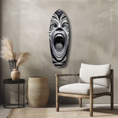 Screaming Face Op Art Swirl Surreal Glass Wall Art.