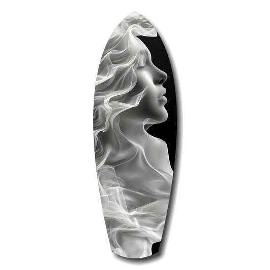 Ethereal Smoke Woman Profile Glass Wall Art.