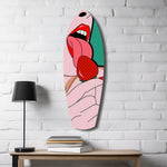 Pop Art Lips Strawberry Tongue Glass Wall Art.