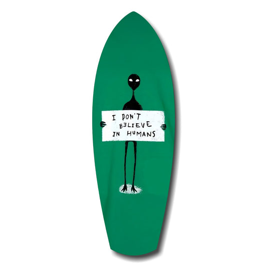 Alien Sign Quirky Humor Illustration Glass Wall Art.