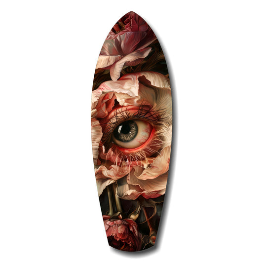 Surreal Eye Peony Bloom Dark Romance Glass Wall Art.
