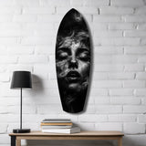 Smoke Sleeping Woman Dark Portrait Glass Wall Art.
