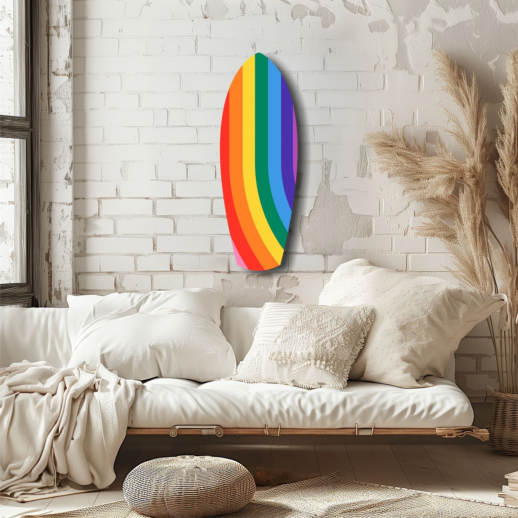 Rainbow Pride Stripes Vibrant Glass Wall Art.