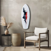 Brushstroke Face Profile Red Tear Glass Wall Art.