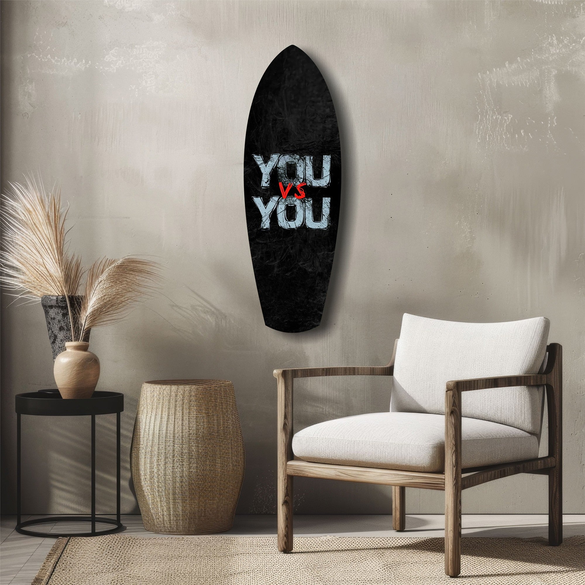 You vs You Grunge Motivational Glass Wall Art.