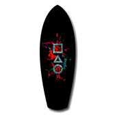 Geometric Symbols Red Splatter Gamer Glass Wall Art.