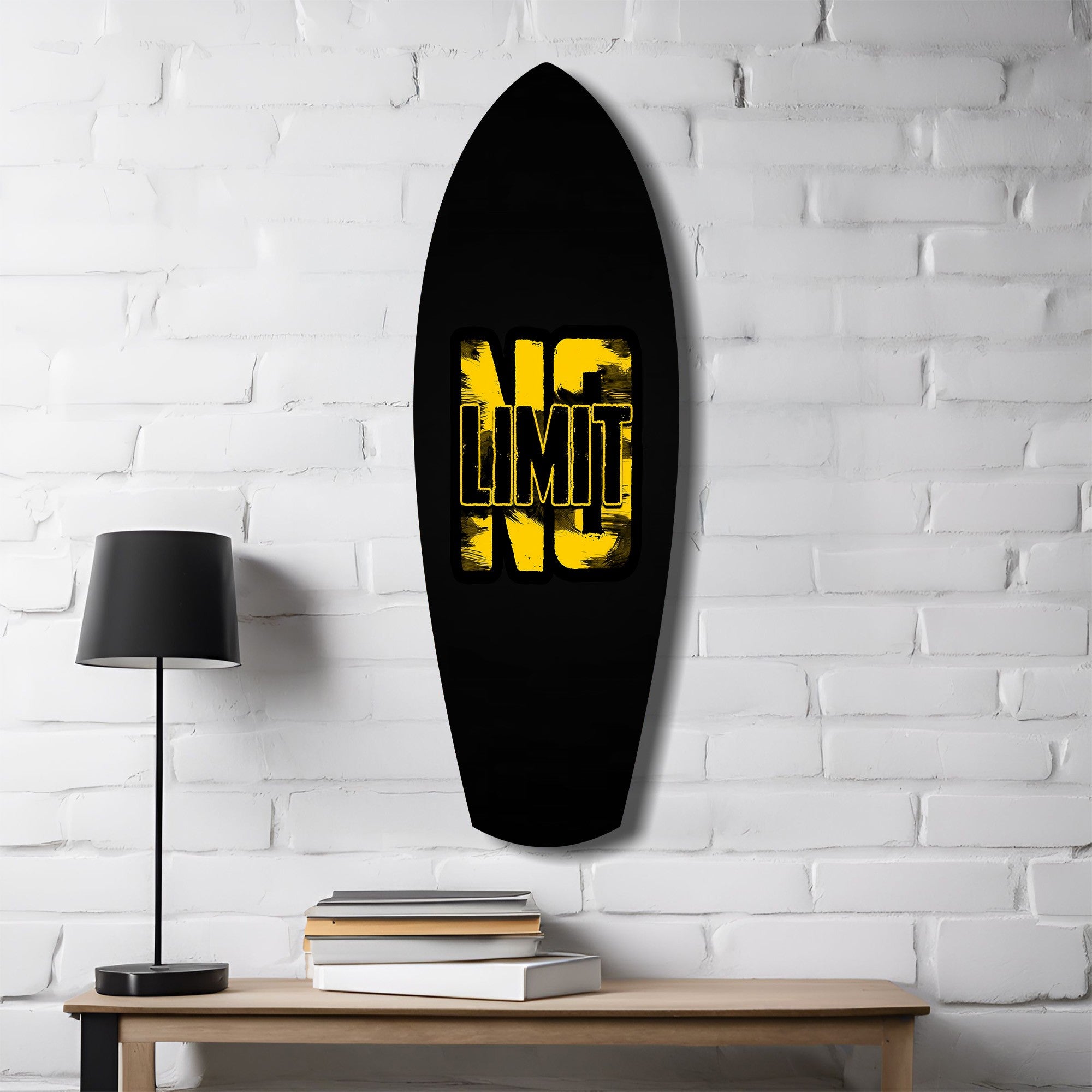 No Limit Bold Typography Motivational Glass Wall Art.