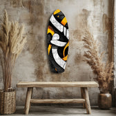 Cubist Abstract Yellow Black Sketch Glass Wall Art.