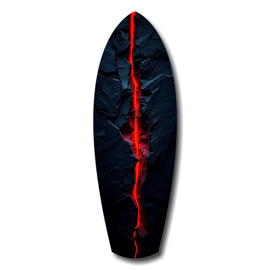 Lava Crack Black Stone Glow Glass Wall Art.