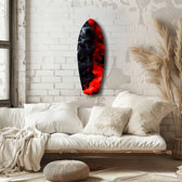 Red Black Smoke Ink Swirl Glass Wall Art.
