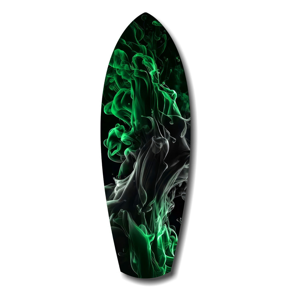 Emerald Green Smoke Ink Swirl Glass Wall Art.