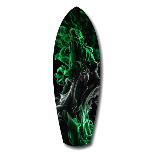 Emerald Green Smoke Ink Swirl Glass Wall Art.
