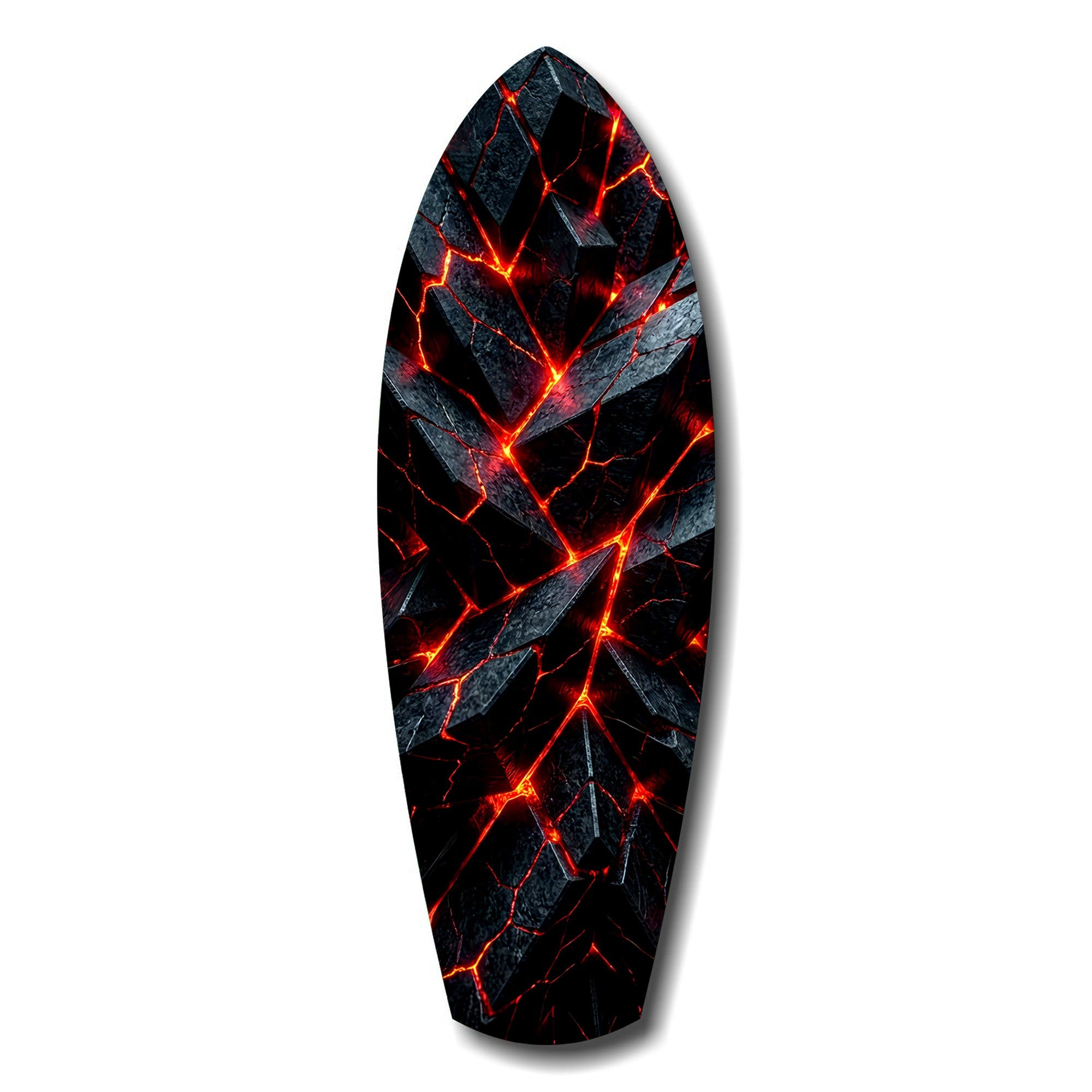 Shattered Volcanic Stone Lava Glow Glass Wall Art.