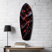 Shattered Volcanic Stone Lava Glow Glass Wall Art.