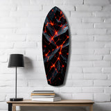 Shattered Volcanic Stone Lava Glow Glass Wall Art.