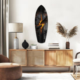 Lightning Bolt Burning Stone Glow Glass Wall Art.