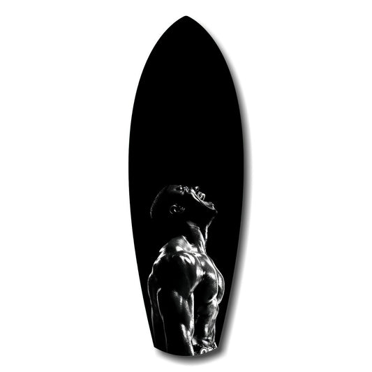 Bodybuilder Roar Triumph Black White Glass Wall Art.