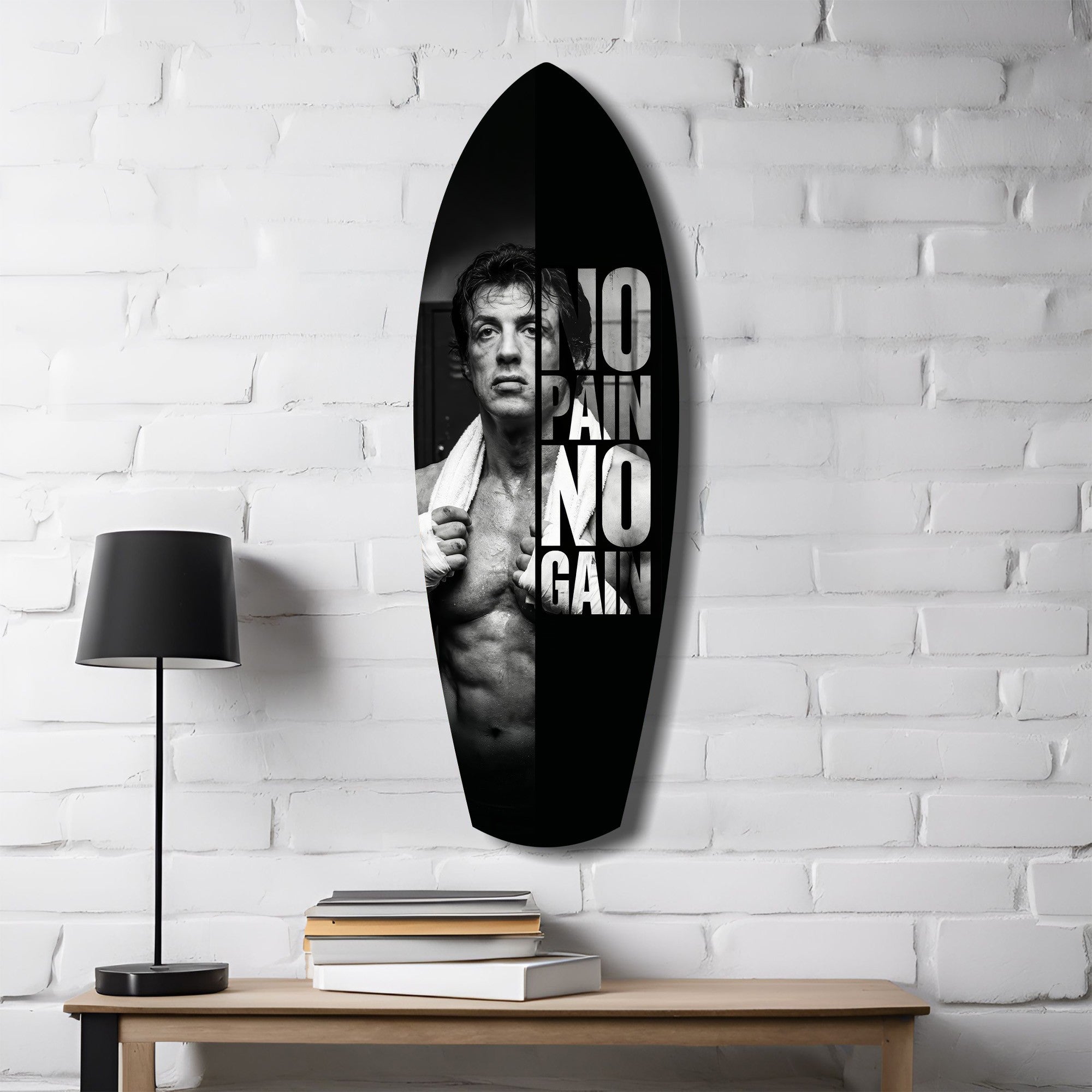 No Pain No Gain Boxer Motivational Glass Wall Art.