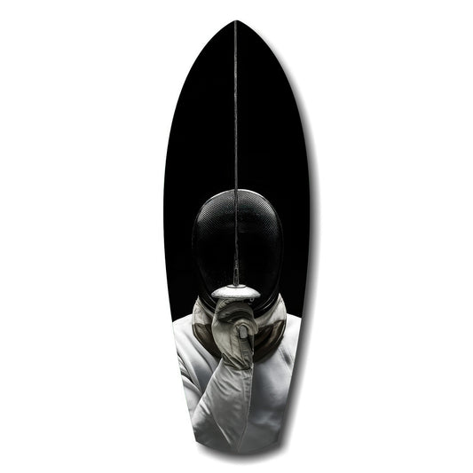 Fencer Mask Sword Athletic Glass Wall Art.