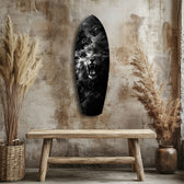 Roaring Lion Smoke Monochrome Glass Wall Art.