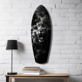 Roaring Lion Smoke Monochrome Glass Wall Art.