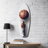 Spinning Basketball Finger Balance Glass Wall Art.