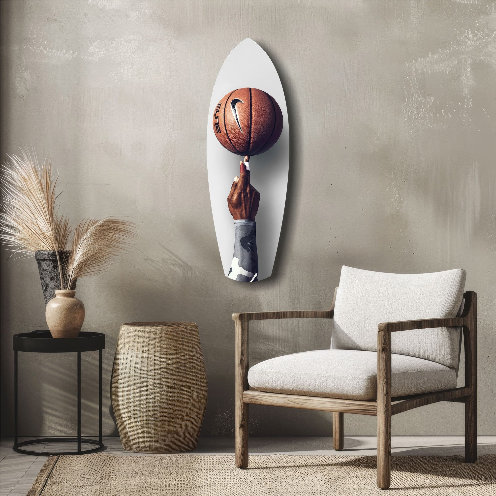 Spinning Basketball Finger Balance Glass Wall Art.
