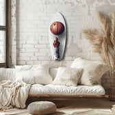 Spinning Basketball Finger Balance Glass Wall Art.
