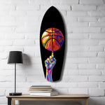 Pop Art Basketball Spin Colorful Glass Wall Art.