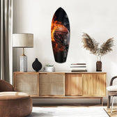 Flaming Basketball Hand Fire Glass Wall Art.