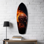 Flaming Basketball Hand Fire Glass Wall Art.