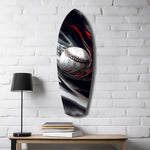 Baseball Liquid Swirl Black Red Glass Wall Art.