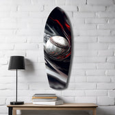 Baseball Liquid Swirl Black Red Glass Wall Art.