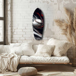 Baseball Liquid Swirl Black Red Glass Wall Art.