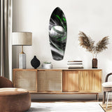 Baseball Liquid Swirl Black Green Glass Wall Art.